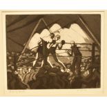 ALEXANDER INGLIS (SCOTTISH, 1911-1992) 'Boxing Booth', mezzotint, titled lower left, signed lower