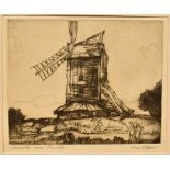 CHARLES GODDARD NAPIER (SCOTTISH, 1889-1978) 'Windmill near Norwich', etching, titled lower left,