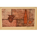 T.M. KNIGHT (MID 20TH CENTURY) Still life with lemon, coloured engraving, signed lower right, 11.5cm