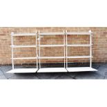 THREE MATCHING CONTEMPORARY DESIGN LAMINATED PLYWOOD HANGING SHELF UNITS 75cm x 48cm x 125cm (max)