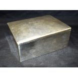 A SILVER CIGAR BOX Of plain rectangular form, cedar lined with weighted base, 17cm x 13cm,