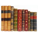 [MISCELLANEOUS]. LEATHER BINDINGS Eight assorted works in eleven volumes, variable condition.