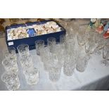 A COLLECTION OF GLASSWARE COMPRISING BOXED SET OF SIX BOHEMIA GLASS MARTINI GLASSES twelve