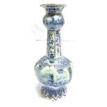 A VERY LARGE DUTCH DELFT VASE of double gourd shape with octagonal rim and stem, underglaze blue