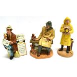 THREE ROYAL DOULTON FIGURES: HN4570 'Lifeboat Man', HN2683 'Stop Press' and HN2485 'Lunchtime'