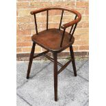 AN ERCOL STYLE CHILDS HIGH CHAIR the legs with H-shape stretcher