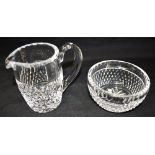 A WATERFORD CRYSTAL CREAM JUG AND SUGAR BOWL