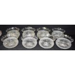 A SET OF EIGHT EDINBURGH CRYSTAL 'THISTLE' FINGER BOWLS with facet cut sides and engraved thistle