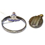 TWO ITEMS OF SILVER JEWELLERY Comprising a Royal Artillery enamelled sweetheart brooch and a