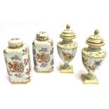 A PAIR OF SAMSON, PARIS ARMORIAL LIDDED FLASKS in Chinese Export style, 16.5cm high; together with a
