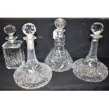 AN EDINBURGH CRYSTAL 'LOMOND' PATTERN WHISKY DECANTER AND STOPPER a pair of ships decanters, and a