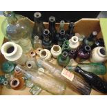ASSORTED BOTTLES stoneware and glass, including beers, oils and inks, variable condition, (