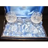 A SET OF SIX THOMAS WEBB WINE GLASSES 17cm high, acid etched 'THOMAS WEBB CRYSTAL' to bases, four