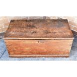 A STAINED PINE BLANKET BOX, 87cm wide 45cm deep, 37cm high