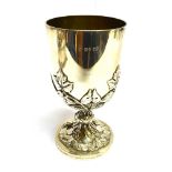 A VICTORIAN LARGE SILVER GOBLET Stamped to pedestal base HUNT & ROSKELL LATE STORR & MORTIMER