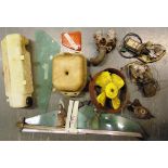 PARTS - FIAT X1/9 Assorted used items, including window glass; an expansion tank; washer bottle; and