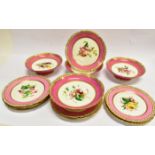 A VICTORIAN DESSERT SERVICE comprising four comportes and ten plates, all painted with flowers