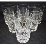 A SET OF SIX WATERFORD CRYSTAL 'LISMORE' PATTERN' HIGHBALL TUMBLERS 13cm high