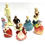 EIGHT ROYAL DOULTON FIGURES: HN3806 'Emily', HN2749 'Lizzie', HN3768 'Off to School', HN2154 'A Girl