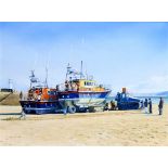 P. HOPKINSON (BRITISH, CONTEMPORARY) St. Ives Lifeboat, oil on canvas, signed lower right, 44.5cm