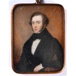 BRITISH SCHOOL (EARLY-MID 19TH CENTURY) Portrait miniature of a young man, oil, possibly on ivory,