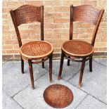 A PAIR OF THONET BENTWOOD CHAIRS remains of paper label to base