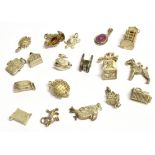 A SILVER CHARM BRACELET And eighteen loose silver charms together with five assorted silver