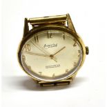 A 1960's GENTS VINTAGE 9CT GOLD ACCURIST WRISTWATCH On a 9ct gold bracelet, round steel dial, Arabic