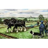 RITA E. WHITAKER, R.M.S. (BRITISH, CONTEMPORARY) 'The ploughing match, Colby Farm, Llawhaden',