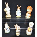 SIX BESWICK BEATRIX POTTER FIGURES Squirrel Nutkin; Tabitha Twitchett; Goody Tiptoes; Mrs Flopsy