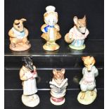 SIX BESWICK BEATRIX POTTER FIGURES Foxy whiskered Gentleman; Amiable Guinea-Pig; Mrs Tittlemouse;