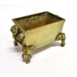 A CHINESE BRONZE INCENSE BURNER of rectangular form, bearing Xuande mark to base, 8cm high