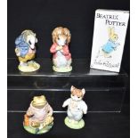 FOUR BESWICK BEATRIX POTTER FIGURES Tom Kitten (boxed); Timmy Tiptoes; Mr Jeremy Fisher and Tommy
