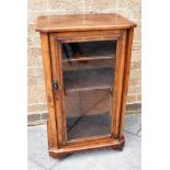 A VICTORIAN GLAZED PIER CABINET with marquetry decoration, 51cm wide 35cm deep 88cm high