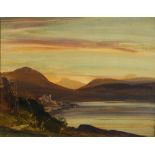 CECIL ARTHUR HUNT, V.P.R.W.S., R.B.A. (BRITISH, 1873-1965) 'A mountain lake', gouache, signed