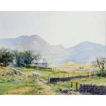 PHILIP STANTON (BRITISH, CONTEMPORARY) Upland farm with sheep, possibly North Wales, watercolour,