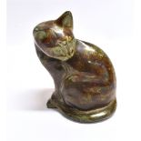 A PATINATED BRONZE FIGURE OF A SEATED CAT, unsigned, 20cm high