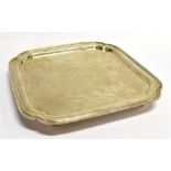 A BRITTANIA SILVER PRESENTATION TRAY The square tray of plain form with indented canted corners on