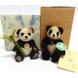 TWO COLLECTOR'S MINIATURE PANDAS one by Steiff and one by Hermann, each a limited edition (487/