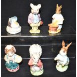 SIX BESWICK BEATRIX POTTER FIGURES Jemima Puddleduck made a feather nest; Pigling bland; Timmy