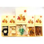 FIVE HERMANN COLLECTOR'S MINIATURE TEDDY BEARS each boxed.