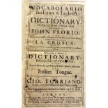 [MISCELLANEOUS]. DICTIONARY Vocabolario Italiano & Inglese: A Dictionary, Italian and English, first