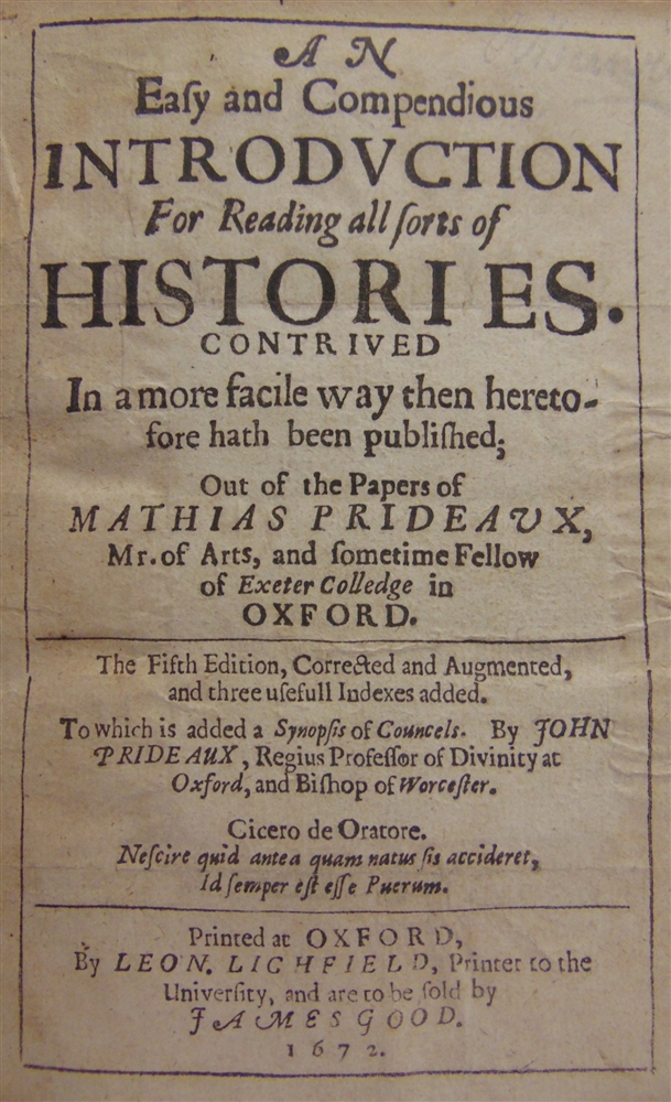 [HISTORY] Prideaux, Mathias. An Easy and Compendious Introduction for Reading all sorts of