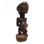 TRIBAL ART - A LUBA HEMBA MALE ANCESTOR FIGURE Democratic Republic of Congo, of standing form,