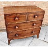 A VICTORIAN MAHOGANY CHEST OF TWO SHORT AND TWO LONG DRAWERS on splayed bracket feet, 89cm wide 47cm