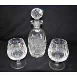 A WATERFORD CRYSTAL 'COLLEEN' PATTERN DECANTER AND STOPPER 27.5cm high, and a pair of matching