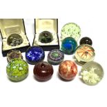 A GROUP OF ASSORTED PAPERWEIGHTS including Caithness, Strathearn and Mdina examples