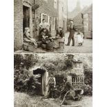 AFTER FRANK MEADOW SUTCLIFFE (1853-1941) 'Girls skaning mussels', Whitby, monochrome print, 21.