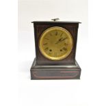 A VICTORIAN SLATE AND MARBLE MANTLE CLOCK with brass dial, the 8 day movement striking on twin