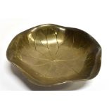 A CHINESE SILVER LILY PAD DISH 13cm, Chinese marks and stamped 'Benten', weight approx. 2.2 ozt (